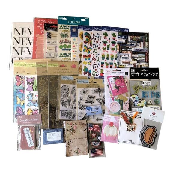 Scrapbook Paper Crafting NIP Lot Of Stickers Ephemera Notepad Clear Stamps Plus - Picture 1 of 14